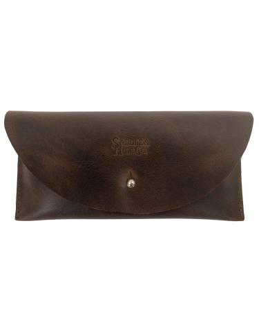 Saddle & Hide Co. sunglasses' case handmade made of full scars durable & soft accessory simple and safe storage for glasses bourbon brown unit size