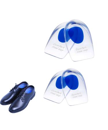 2Pairs Heel Cushion Pads Blue Invisible Transparent Gel Heel Pads Heels Shoe Comfort Inserts Cushioning Shock Shoes Cushions for Relief Achilles Pain and Support Leg Fit Women/Children's/Men Reusable Large+Small Blue
