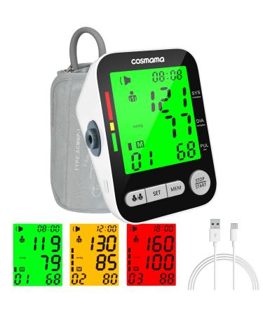 Blood Pressure Monitor Automatic Blood Pressure Machine for Home Use BP Monitor Adjustable Arm Cuff 4.2in Large Display Rechargeable Voice Broadcast BP Machine with Dual User Modes Large Cuff