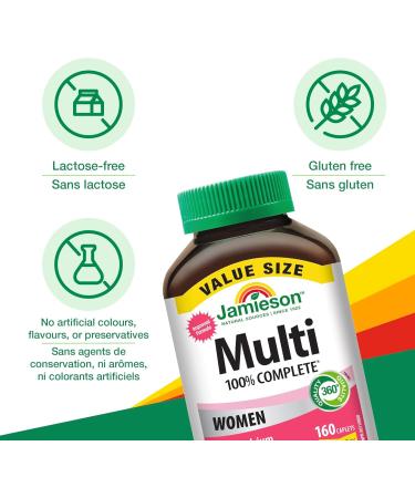 Jamieson 100% Complete Multivitamin for Adult Women Value Size with Calcium Cranberry & Biotin 160 count (Pack of 1) - Buy Online on GoSupps.com