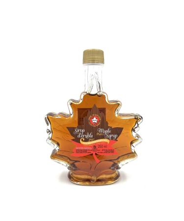 Amber Maple Syrup Leaf Bottle - 250ml - 100% Pure - Maple Treasures