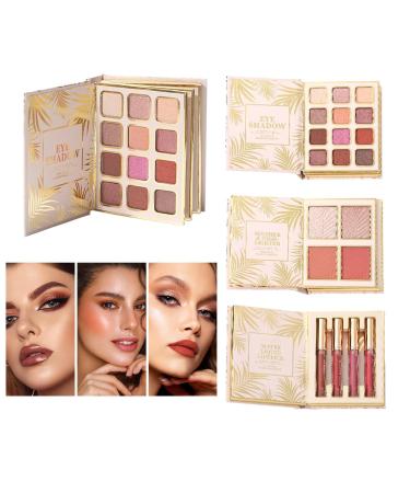 Palette de maquillage - 12 couleurs m langables - Style livre - Avec 4 rouges l vres et 4 rouges l vres - Pour femme fille beaut f te quotidien sc ne