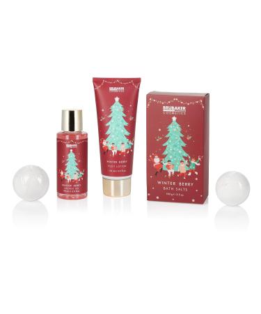 Brubaker Cosmetics Winter Berries Bathing & Shower Set - 6-Part Gift Set with Plush Pink Slippers - Perfect Christmas Gift for Girlfriend - Buy Online on GoSupps.com