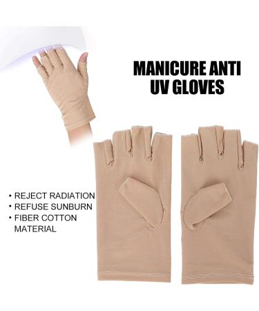 Professional UV Glove for Nail Lamp | Anti-UV Fiber Cotton Manicure Tool - Beige - Buy Online on GoSupps.com
