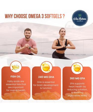 Via Natura Organics Omega 3 | 1000mg | Fish Oil | Fatty acids | EPA & DHA | Non-GMO | 60 Softgels - Buy Online on GoSupps.com