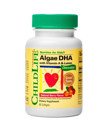 CHILDLIFE ESSENTIALS Algae DHA with Vitamin A & Lutein Natural Berry 60 Softgels