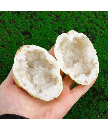 CIMWJOPS Natural Crystal White Agate Druzy Cave Crystal Geode Stone Raw Crystal Cluster 100-150g 1pair - Buy Online on GoSupps.com