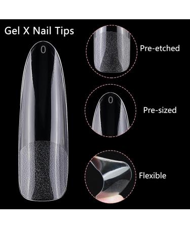 Buy LoveOurHome 240pc XXL Almond Gel x Nail Tips - Extra Long Clear Stiletto & Oval Fake Nails - 12 Sizes Full Cover Artificial Nails for Extensions & Press-On Styles - International Shipping Available - Buy Online on GoSupps.com