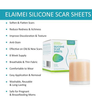 Meinuo Silicone Scar Sheets - Roll Scar Tape for Safe & Painless Scar Removal - 1.6 x 120 - Ideal for Body, Burn, C-Section, Keloid, Acne, Surgery - Buy Online on GoSupps.com