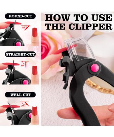 Belleboost Adjustable Acrylic Nail Clippers with Sizer, Catcher, and Measurement - Professional Dial Clipper for Salon & Home Manicures - Black Stainless Steel Blade - Buy Online on GoSupps.com