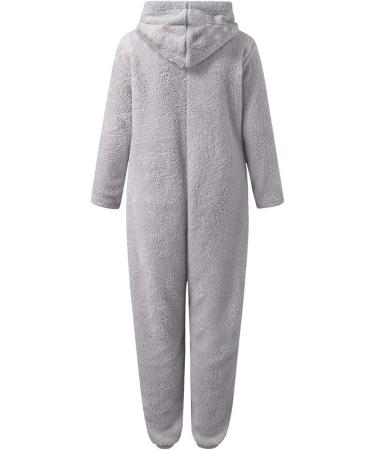 Haiorziyou Women's Cozy Fleece Onesie Pajama Jumpsuit - Warm Hooded Winter Sleep Suit in White - Buy Online on GoSupps.com