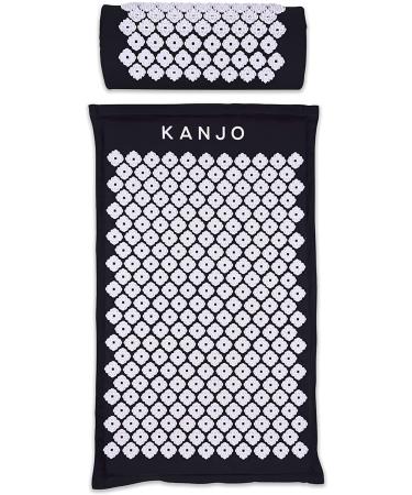 Kanjo Premium Acupressure Mat and Pillow Set for Back Pain Relief & Neck Pain Relief, with Memory Foam Pillow, FSA HSA Eligible, Includes Carry Bag, Black Onyx