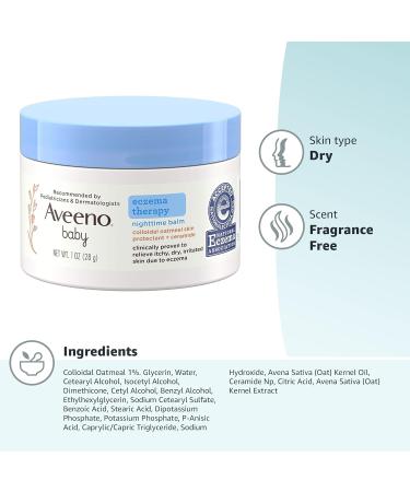 Aveeno Baby Eczema Therapy Nighttime Balm - Travel Size 1 oz (2 Pack) | Soothes Baby's Skin - Buy Online on GoSupps.com
