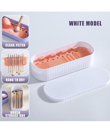 Makeup Brush Cleaner and Dryer - Makeup Sponge Cleaner Storage Box Drying Holder Dustproof Efficient Cleaning Tool Sponge Washer for Enhanced Maintenance Three Generations of White - Buy Online on GoSupps.com