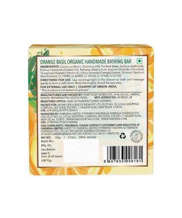 Fab essentials Orange Basil Organic Handmade Bathing Bar - 100gm | Nourishing & Hydrating Soap for Glowing Skin | Unisex Herbal Bathing Bar | Organic Cleansing Soap - Buy Online on GoSupps.com