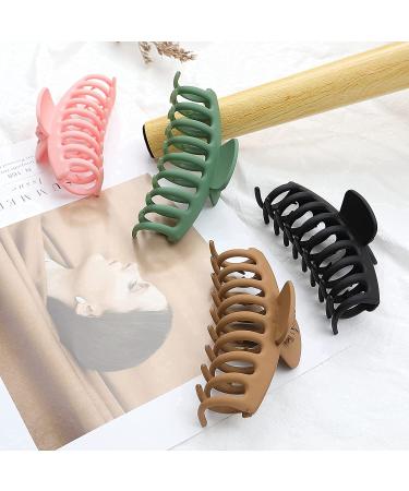 Large Nonslip Hair Claw Clips - Strong Hold Matte Hair Clamps for Women & Girls - 4.33inch 4 Pack in Black, Green, Pink, Burlywood - Buy Online on GoSupps.com