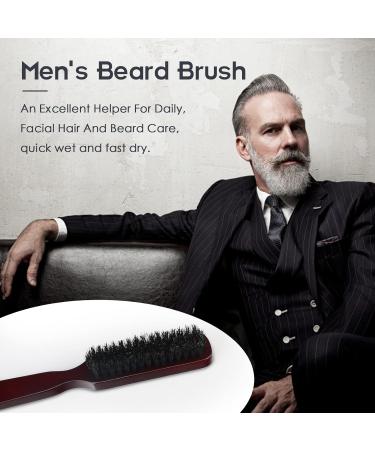 Vusddy Bartbrush - Premium Wild Boar Bristle Beard & Hair Brush for Men | Portable Wood Handle Comb for Beard Care & Styling - Buy Online on GoSupps.com