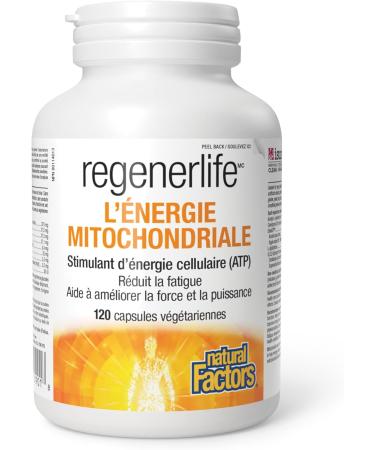 Natural Factors Regenerlife Mitochondrial Energy 120 vegetarian capsules Helps Increase Energy Production (ATP) at the Cellular Level Reduces Fatigue Contributes to Brain Muscle & Hearth Health Includes: Acetyl-L-Carnitine Coenzyme Q10 L-Glutathione - Buy Online on GoSupps.com