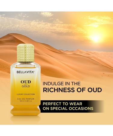 B_ella_Vita Luxury OUD GOLD Eau De Parfum Intense Perfume with Caramel Rose Vanilla Sandalwood|Premium Long Lasting Oriental Fragrance for Men 100ML - Buy Online on GoSupps.com