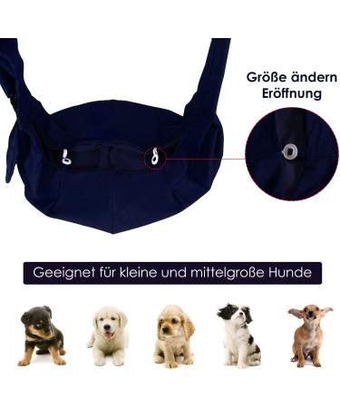 Slowton Dark Blue Dog Carrier Bag - Adjustable Padded Shoulder Strap for Pets 4.1-6.8kg Ideal for Outdoor Walks & Excursions - Buy Online on GoSupps.com