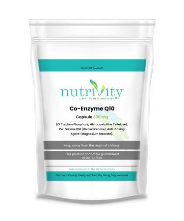 CoQ10 300mg Vegan Capsule - Co Enzyme Q10 High Strength Naturally Fermented Ubiquinone - Made in The UK by Nutrivity (120)