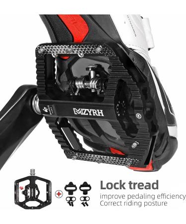 Black MZYRH MTB Mountain Bike Pedals with Cleats - Dual Function SPD Compatible, Sealed Clipless Aluminum, 3 Bearings - 9/16 Platform - Buy Online on GoSupps.com