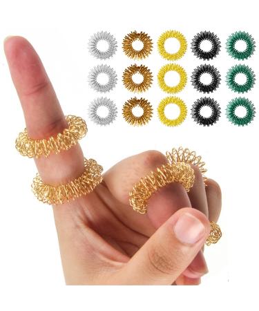 Jiakalamo 15-part finger massage zappel toy portable relaxation acupressure ring for young people and adults fear stress relief relaxation (4 colors 3 pieces each)