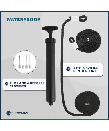 Five Oceans Boat Fenders 4 Pack - Marine Inflatable Ribbed Boat Bumpers for Docking - Includes 4 Ropes, Inflator Pump, and Needles - Ideal for Pontoon, Fishing, Bass, Sport Boats, Sailboats - 4.5 x 16 Inch Red - Buy Online on GoSupps.com