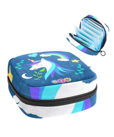 Women bands storage pockets Stillpad holder unicorn surrounded by flowers moon and stars. Portable period kit pocket feminine product bag for women girls color4
