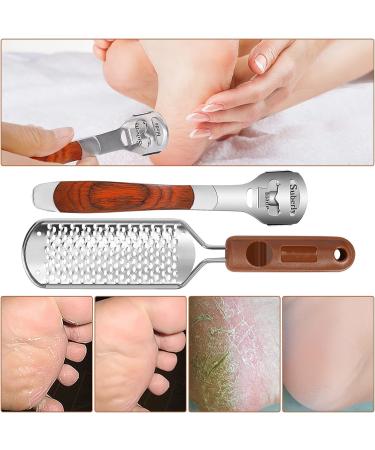 Pedicure Foot File & Callus Shaver Set - Wood Handle Shaver, 30 Blades, Foot File, Colossal Rasp - Foot Care Kit for Callus Removal - Buy Online on GoSupps.com