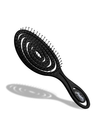 Ninabella Organic Detangling Hair Brush for Women, Men & Children - Does not Pull on Hair - Hair Straightening Brushes for Straight, Curly & Wet Hair - Unique Spiral Hairbrush Black