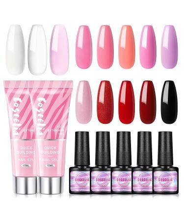 Professional Gel Nail Polish Kit with UV Light, Drill, Poly Extension Gel, Gel Polish, Glitter, Nail Rhinestones - Salon Quality All-in-One Manicure Starter Kit for Women - Buy Online on GoSupps.com