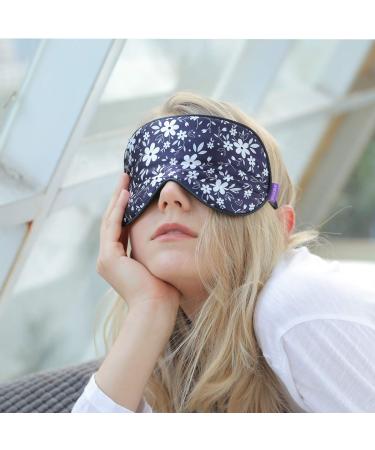 O Bester Natural Silk Sleep Mask Comfortable and Super Soft Eye Mask with Adjustable Strap Ultimate Sleeping Aid Blindfold Blocks Light (Small White Flowers)