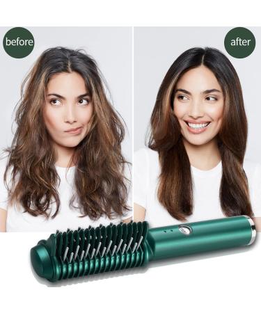 Portable Cordless Hair Straightening & Curling Brush | USB Rechargeable Ceramic Flat Iron for Women - Fast Heat Home Salon Tool - Buy Online on GoSupps.com