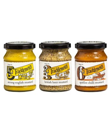 Mustard Bundle with Tracklements Strong English Mustard 140g British Beer Mustard 140g and Spitfire Chilli Mustard 140g (Pack of 3)