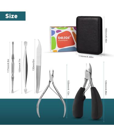 BEZOX Professional Toenail Clippers for Thick and Ingrown Nails - Chiropodist Style, Heavy Duty, Easy Grip Trimmer - 5pcs - Buy Online on GoSupps.com
