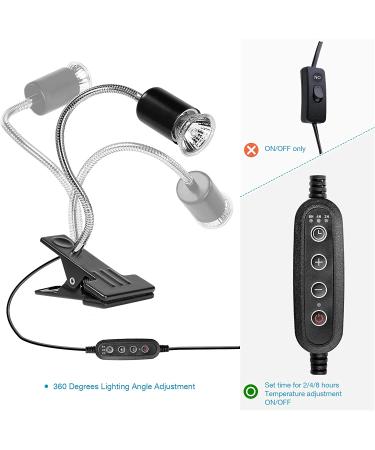 Buddypuppy Reptile Heat Lamp - 360 Rotatable Hose, Timed Heating & 2 Bulbs - Ideal for Bearded Dragons, Turtles, Lizards, Snakes - 25w/50w Bulb - Buy Online on GoSupps.com