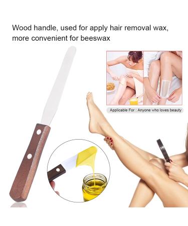Premium Stainless Steel Spatula with Wooden Handle - 2cm Wide 18.6cm Long Wax Mixing Applicator - Buy Online on GoSupps.com