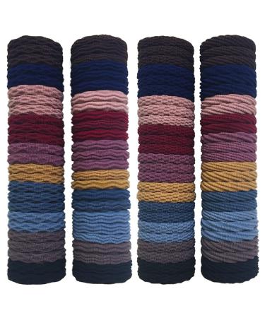 RN BEAUTY 100 PCS Cotton Hair Ties High Elastic Seamless Hair Bands with Pattern Texture 10 Mixed Colors Traceless Ponytail Holder No Damage for Thick and Curly Hair Diam. 2 inch(5cm) No Crease Hair Rings for Women and G...