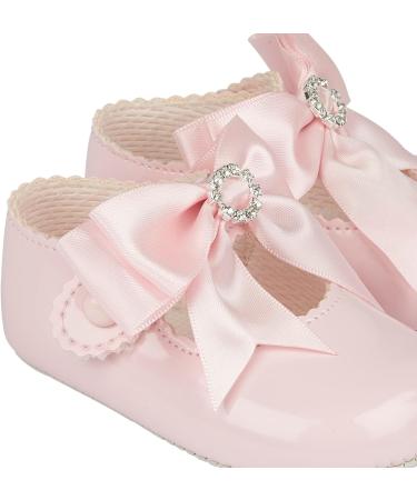 Baypods Baby Girls Soft Soled Pre Walker Shoes with Diamante Bow - Pink Patent | Made in England | Size 1 UK - Buy Online on GoSupps.com
