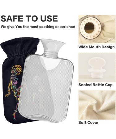 African Woman Hot Water Bottle with Cover - 1L BPA Free Small Hot Water Bag for Pain Relief Headaches Neck & Shoulders - Buy Online on GoSupps.com