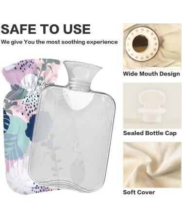 Buy Naanle Hot Water Bottle - Tropical Palm Leaves Design for Pain Relief & Warmth | 1L Transparent Heat Bottle for Back Hand and Foot Therapy - Buy Online on GoSupps.com