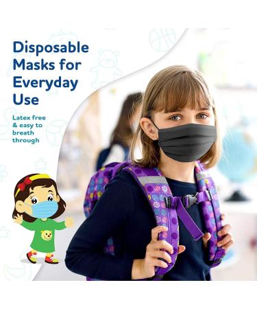 Parama 50pcs Kids Black Medical Masks - 100% Made in Italy EN14683 Type II BFE 99% Disposable Mouth & Nasal Protection - Buy Online on GoSupps.com