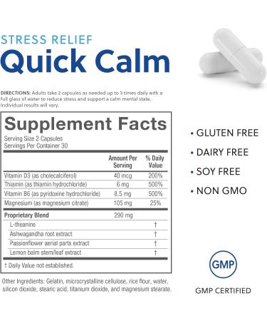 Quick Calm Mood Support Supplement with Ashwagandha L-Theanine Rapid Stress Relief and Relaxation Cortisol Supplement - 60 ct 60 Count (Pack of 1) - Buy Online on GoSupps.com