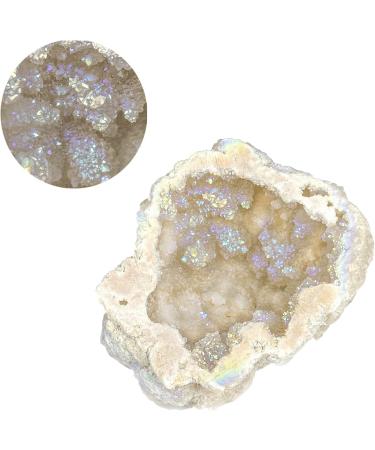 Natural Crystal Rough Natural White Geode Rainbow Titanium Coated Quartz Cluster Specimen Angel Halo - Buy Online on GoSupps.com