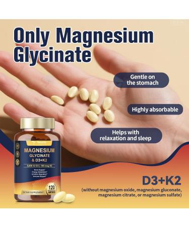 9-in-1 Magnesium Glycinate 500mg + Vitamin D3 5000 IU & K2 Complex - High Absorption - Healthy Stress Sleep Muscle Function Bone Health & Energy Supports | Non-GMO Gluten-Free 120 Softgels 120 Count (Pack of 1) - Buy Online on GoSupps.com