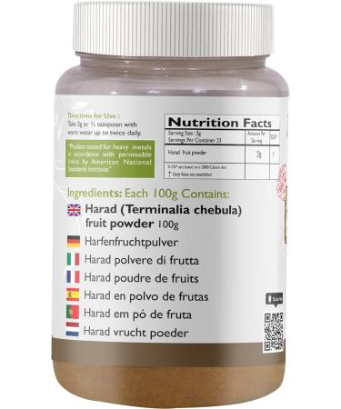 ARYAN HERBALS Harad (Haritaki) Powder 100gm - Terminalia Chebula Ayurvedic Supplement - Buy Online on GoSupps.com