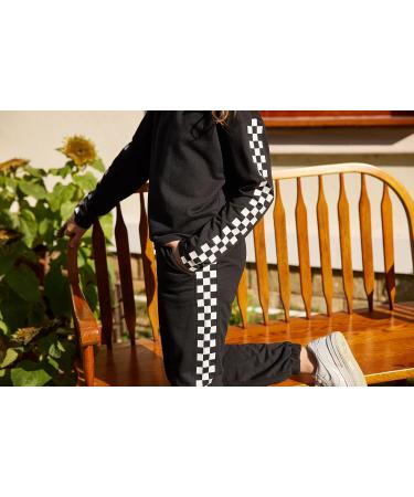 Girls Plaid Hoodie Sweatpants Set - Black, 11-12 Years - Buy Online on GoSupps.com