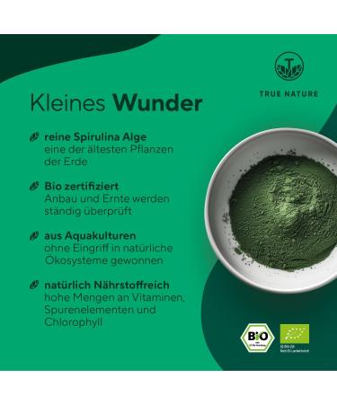 Bio Spirulina Tablets - 600 High-Dose 100% Pure Organic Algae - Vegan & Lab Tested - True Nature  - Buy Online on GoSupps.com