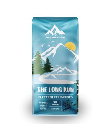 Long Run Coffee - The Long Run - Dark Roast - Infused with Electrolytes Powder - Athlete Hydration - Coffee for Runners - Keto Electrolytes: Sodium Calcium Magnesium & Potassium (Ground 16 Oz)